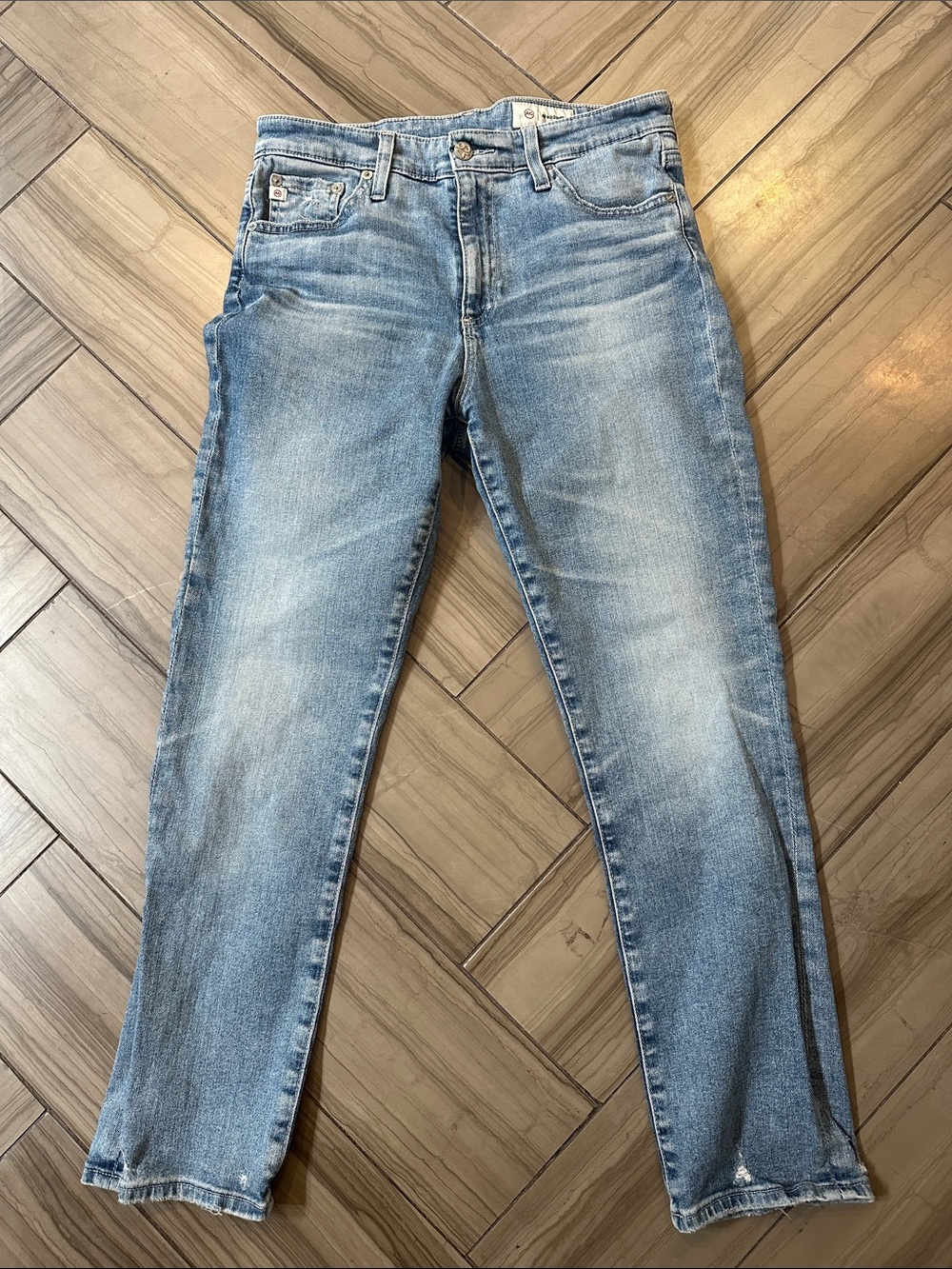 AG -ED Adriano Goldschmied Light Wash Slim Straight Distressed Jeans 29